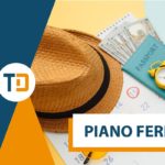 piano ferie dipendenti cappello di paglia con passaporto e soldi