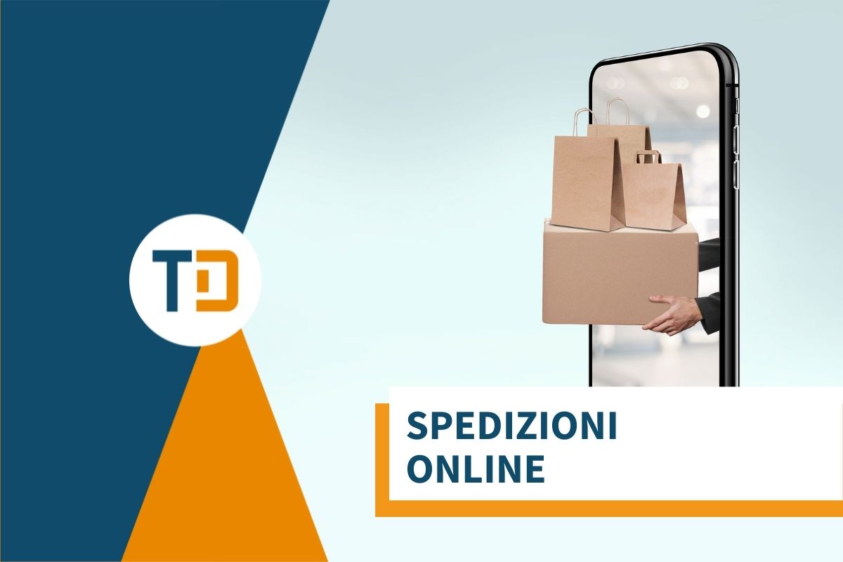 spedizioni online mani consegnano pacchi da uno smartphone